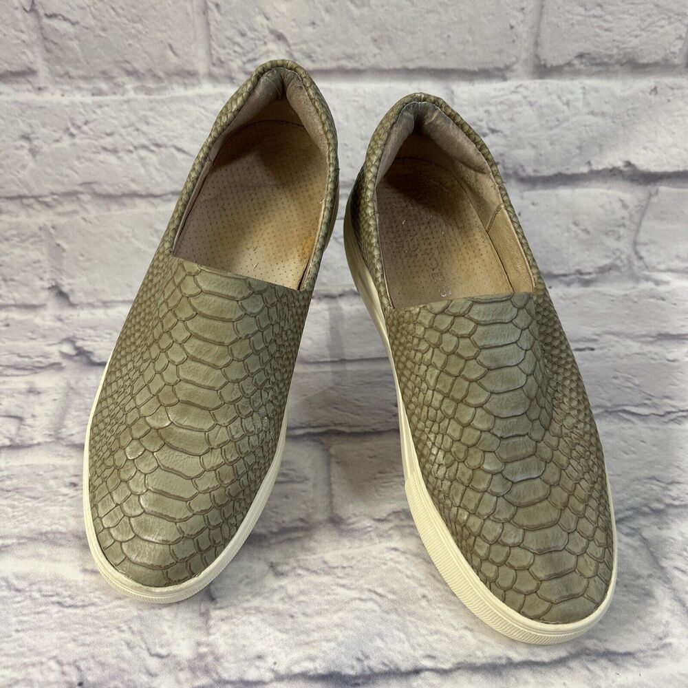 j slides Sneakers Size 6 Green Slip On Shoes J/Slides Snake Pattern Embossed